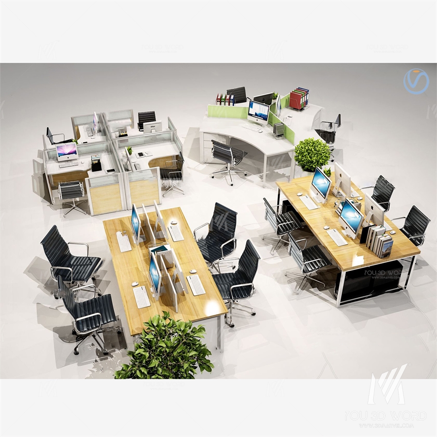 Modern screen card position office desk chair 3d model
